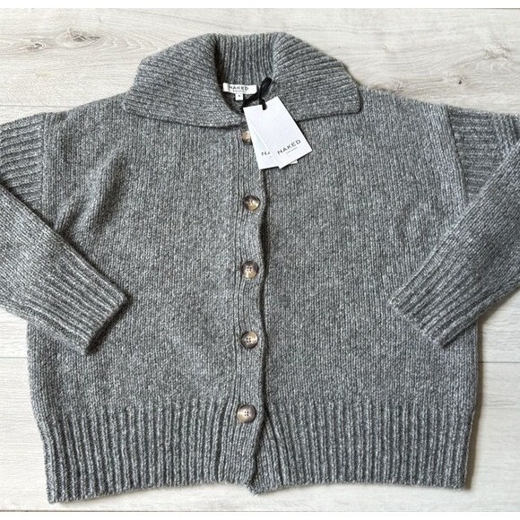 Naked Cashmere Brinkley‎ Button-Up Silk Cardigan Cloudy Grey Small New With Tags - Picture 5 of 8